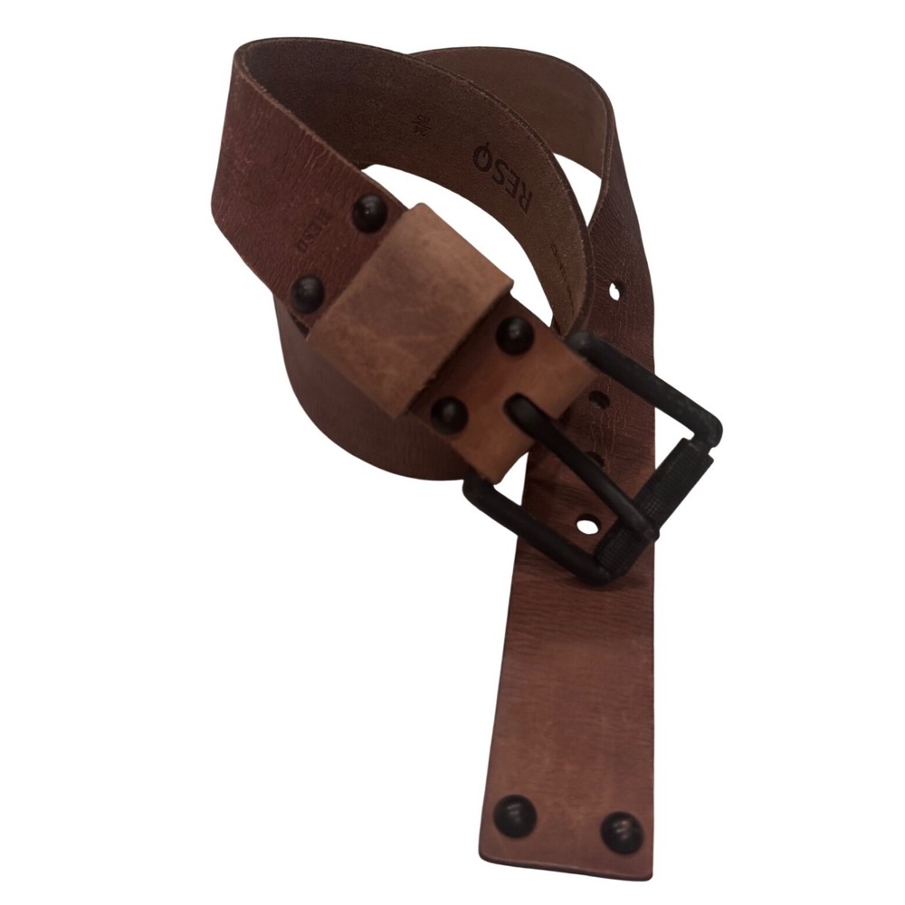RESQ Mens Brown Genuine Leather Belt Black Buckle 20009 Wide Rugged
Grunge 34